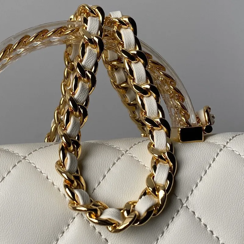 Chanel AS4847 Mini Flap bag With top handle White