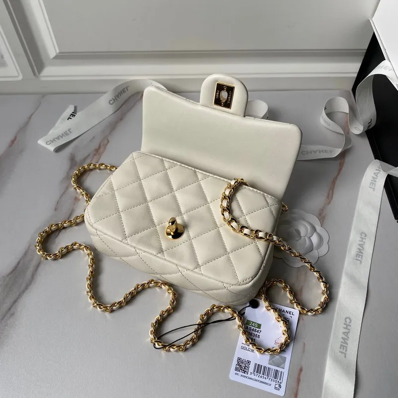 Chanel AS4847 Mini Flap bag With top handle White