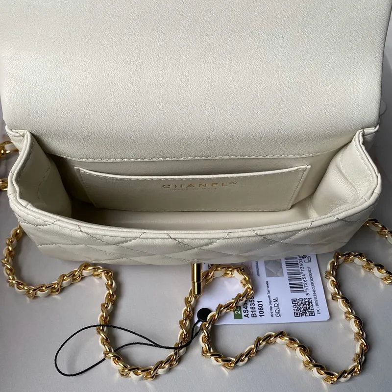 Chanel AS4847 Mini Flap bag With top handle White