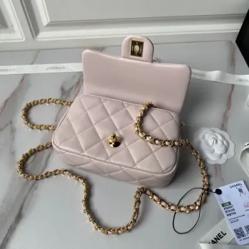 Chanel AS4847 Mini Flap bag With top handle Pink