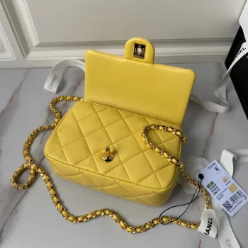 Chanel AS4848 Mini Flap bag With top handle Yellow