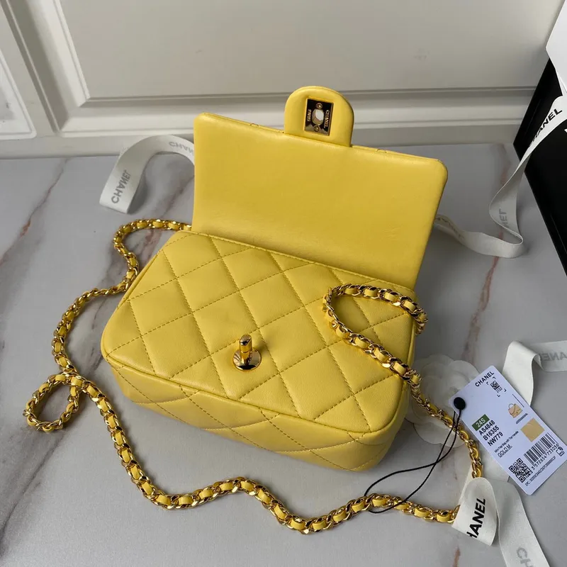 Chanel AS4848 Mini Flap bag With top handle Yellow