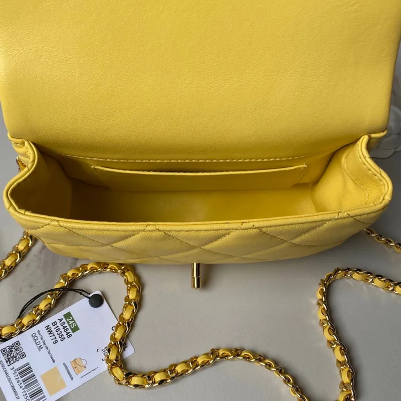Chanel AS4848 Mini Flap bag With top handle Yellow