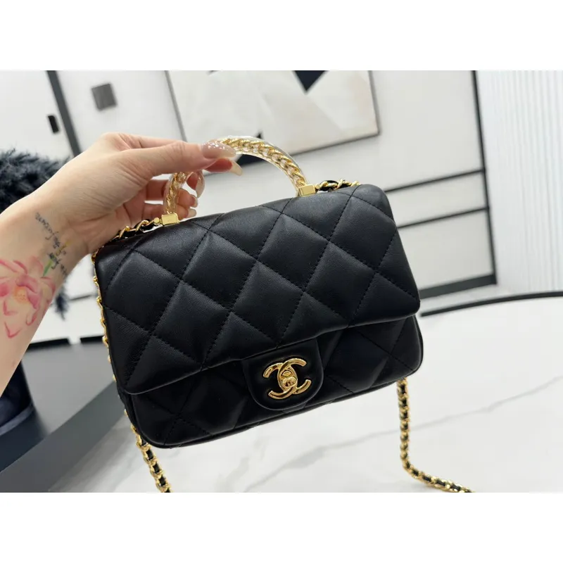Chanel AS4848 Mini Flap bag With top handle Black