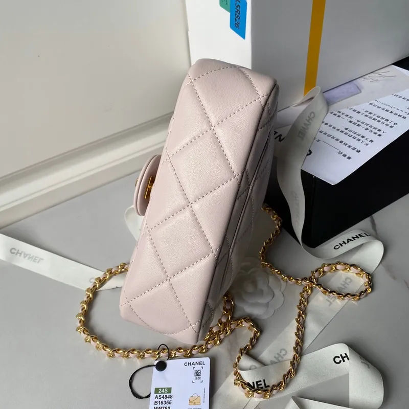 Chanel AS4848 Mini Flap bag With top handle Pink