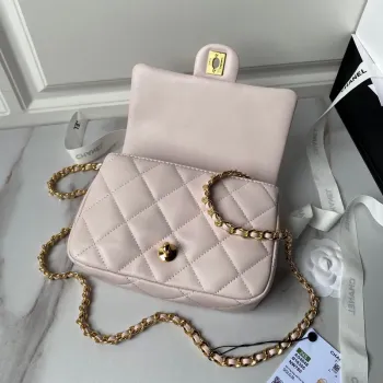 Chanel AS4848 Mini Flap bag With top handle Pink