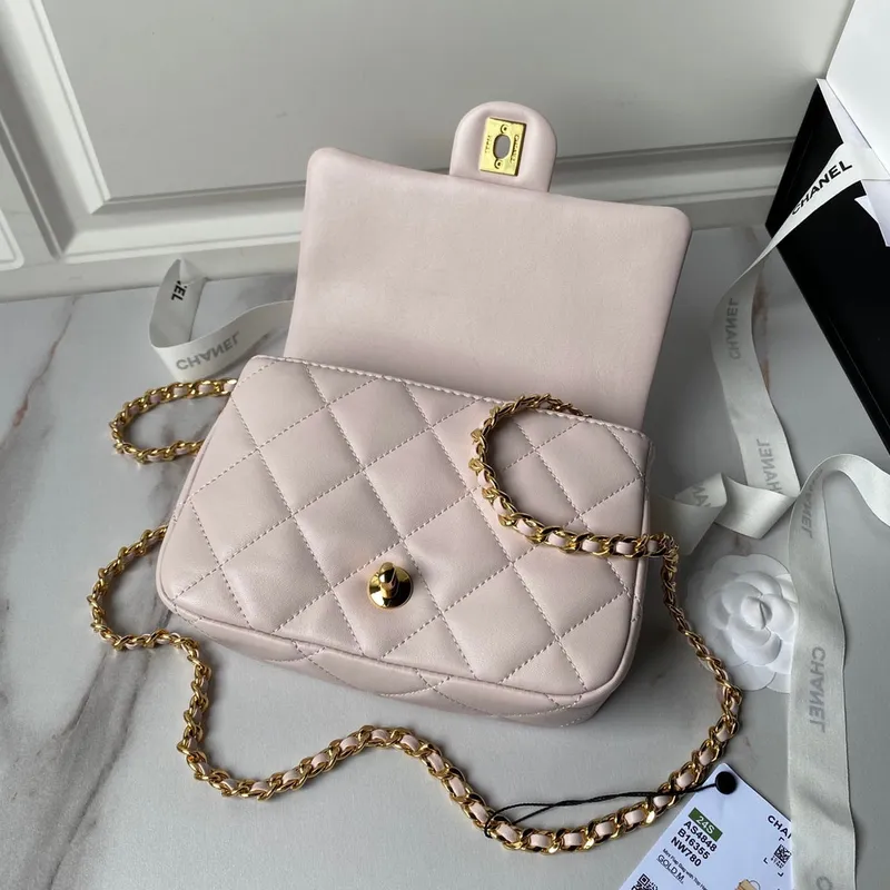 Chanel AS4848 Mini Flap bag With top handle Pink