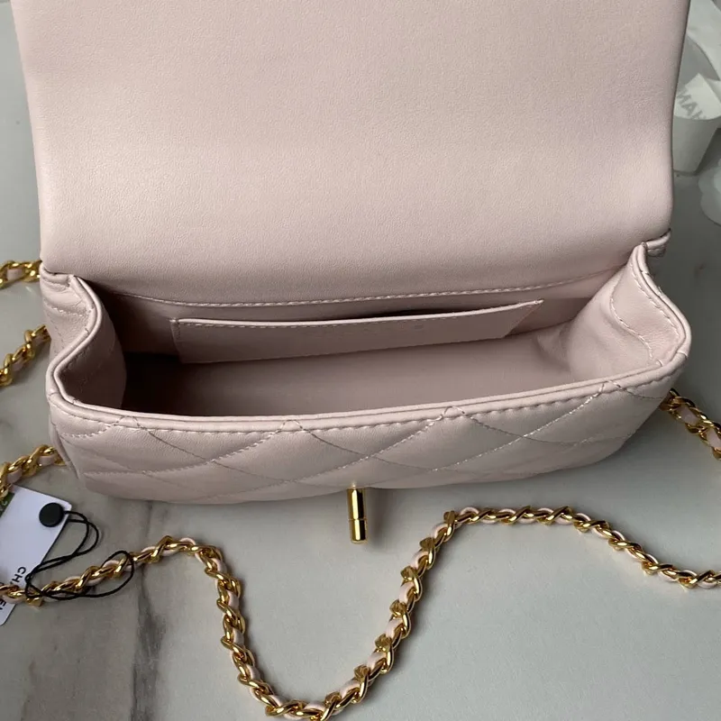 Chanel AS4848 Mini Flap bag With top handle Pink