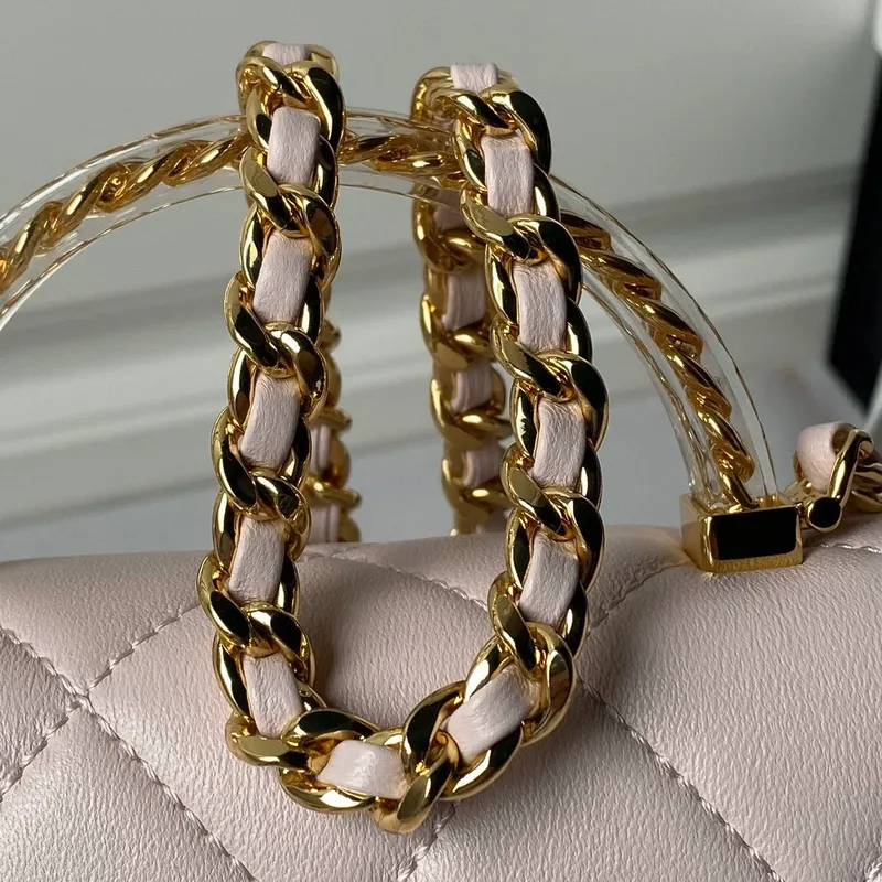 Chanel AS4848 Mini Flap bag With top handle Pink