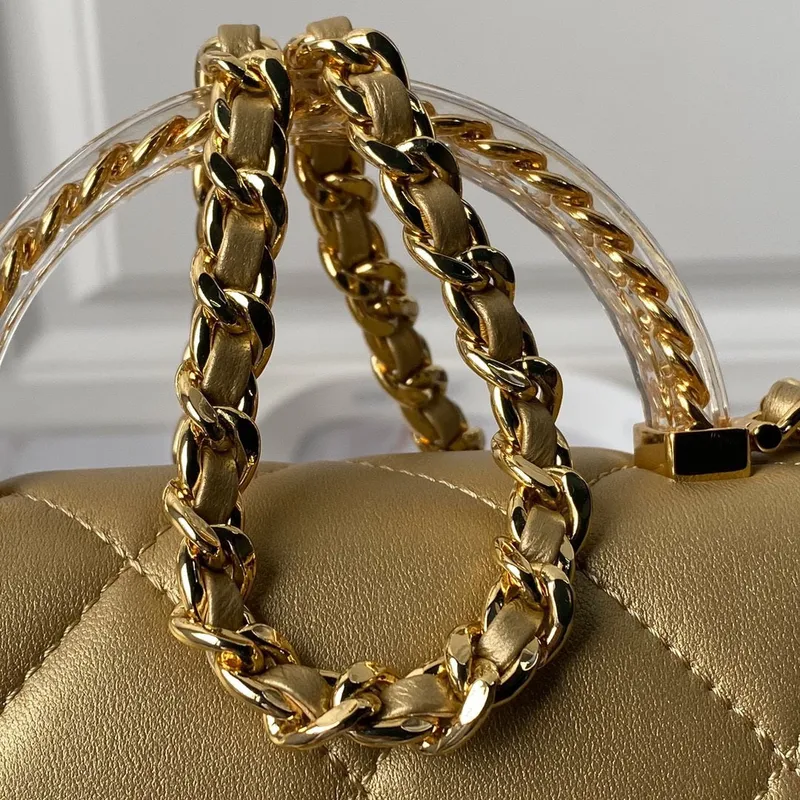 Chanel AS4848 Mini Flap bag With top handle Gold