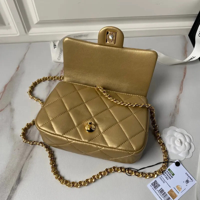Chanel AS4848 Mini Flap bag With top handle Gold