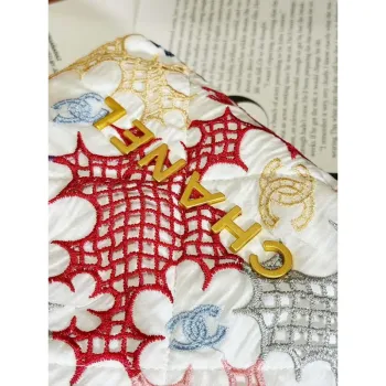 Chanel 22 Mini Handbag AS3980 Lace Patchwork & Gold Tone Metal Multicolour