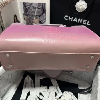 Chanel AS3351 Shopping Bag Shaded Calfskin & Silver Tone Metal Purple & Light Pink