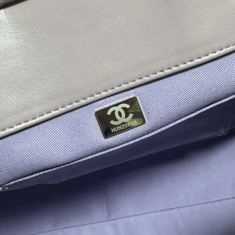 Chanel AS3351 Shopping Bag Shaded Calfskin & Silver Tone Metal Purple & Light Pink