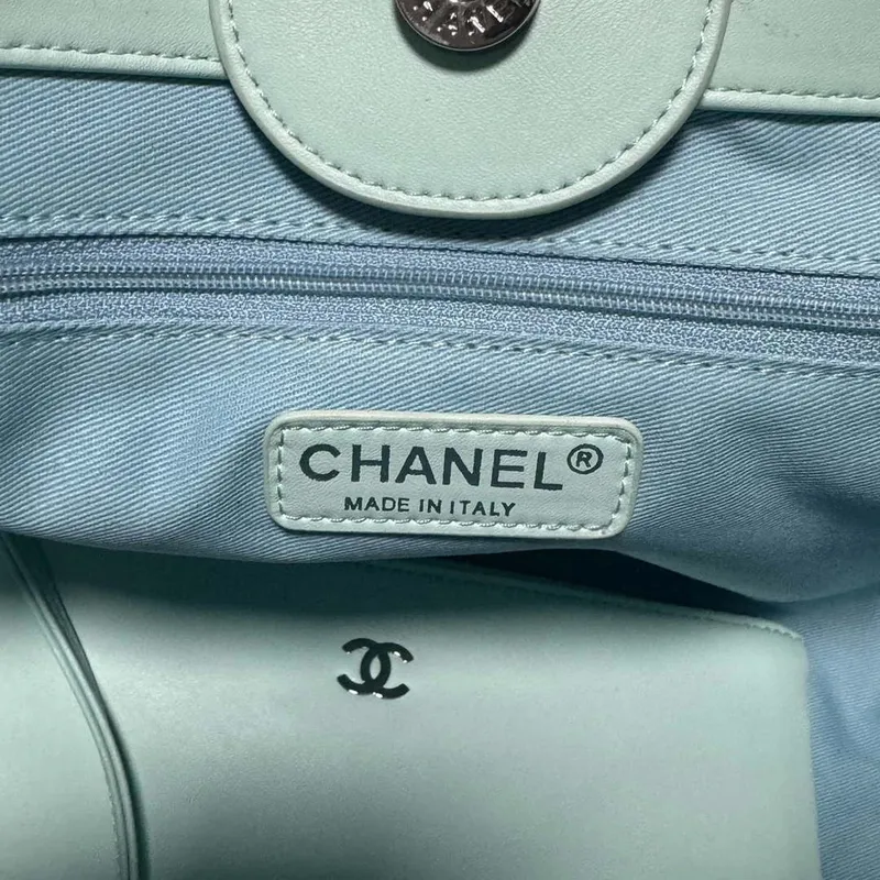 Chanel AS3351 Shopping Bag Shaded Calfskin & Silver Tone Metal Blue & Light Blue