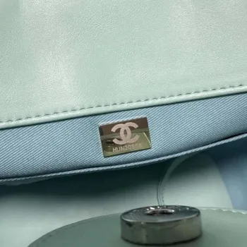 Chanel AS3351 Shopping Bag Shaded Calfskin & Silver Tone Metal Blue & Light Blue