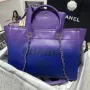 Chanel AS3351 Shopping Bag Shaded Calfskin & Silver Tone Metal Purple, Blue & Dark Blue