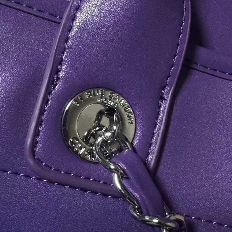 Chanel AS3351 Shopping Bag Shaded Calfskin & Silver Tone Metal Purple, Blue & Dark Blue