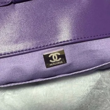Chanel AS3351 Shopping Bag Shaded Calfskin & Silver Tone Metal Purple, Blue & Dark Blue
