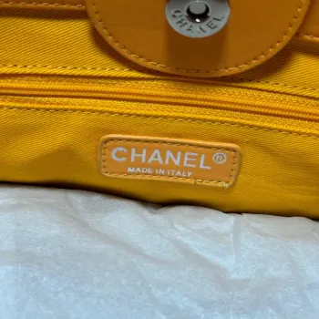 Chanel AS3351 Shopping Bag Shaded Calfskin & Silver Tone Metal Orange Coral & Pink