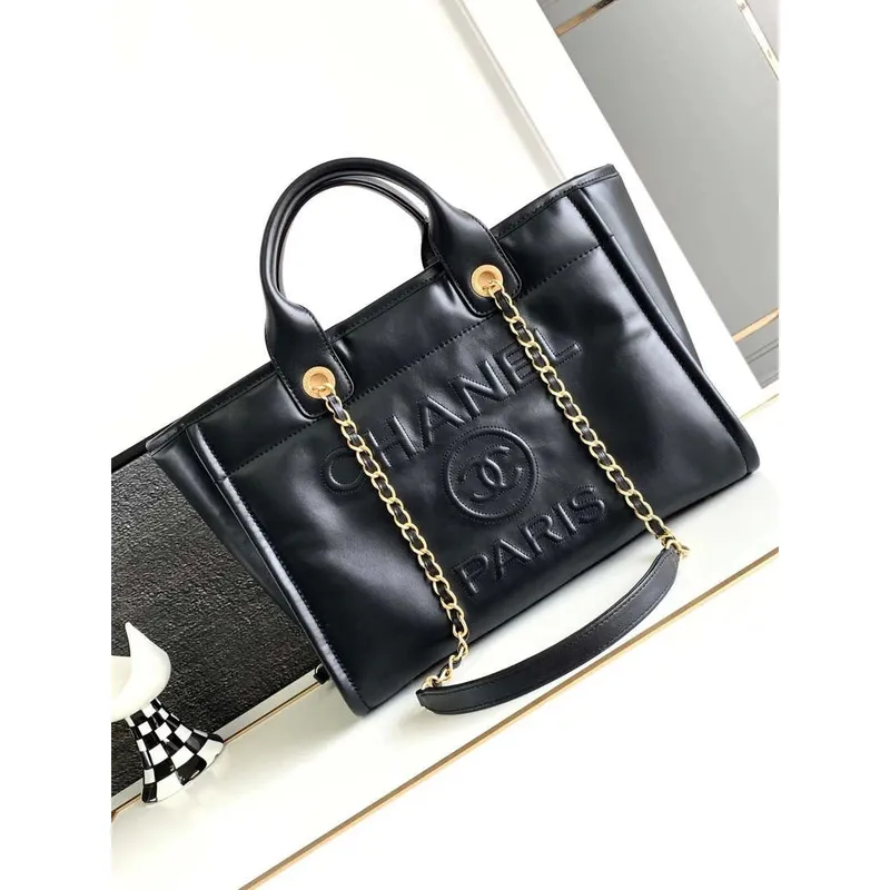 Chanel A66941 23B Small SShopping Bag Black Calfskin