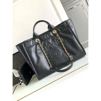 Chanel A66941 23B Large Shopping Bag Black Calfskin