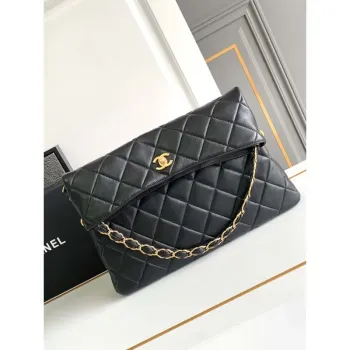 Chanel AS4777 24P New Hobo Bag Black Lambskin