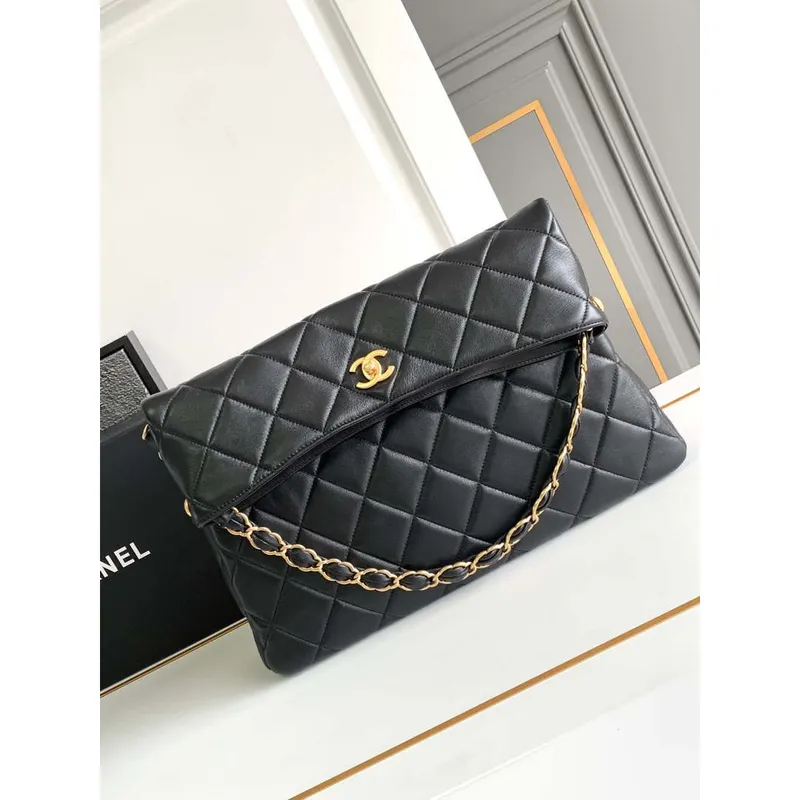 Chanel AS4777 24P New Hobo Bag Black Lambskin