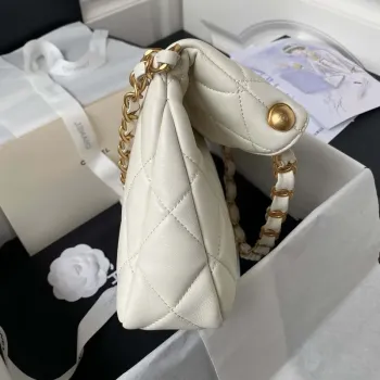 Chanel AS4754 24P New Hobo Bag White Lambskin