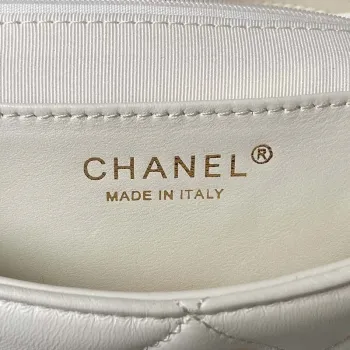 Chanel AS4754 24P New Hobo Bag White Lambskin