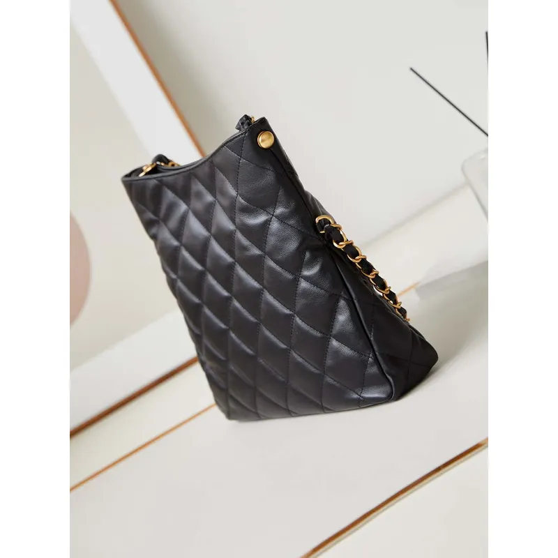 Chanel AS4754 24P New Hobo Bag Black Lambskin