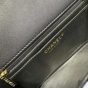 Chanel AS1116 Printed Fabric & Gold Metal Black & Multicolour