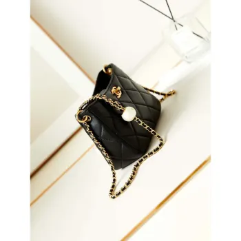 Chanel 24S AS4859 Hobo Bag Lambskin & Gold Tone Metal Pearl Black