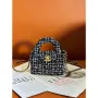 Chanel AP3435 CLUTCH WITH CHAIN Sequin Embroidered Tweed & Gold Tone Metal Black White & Silver