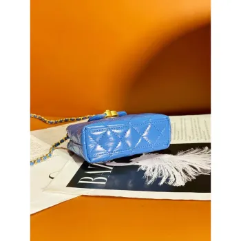 Chanel AP3435 Shiny Aged calfskin & gold tone metal blue