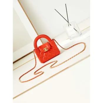 Chanel AP3435 Shiny Aged calfskin & gold tone metal Orange Red