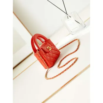 Chanel AP3435 Shiny Aged calfskin & gold tone metal Orange Red