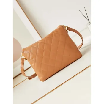 Chanel AS4668 Large Hobo Bag Shiny Calfskin & Gold Tone Metal Camel