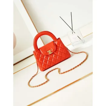 Chanel AS4416 Mini Shopping Bag shiny aged Calfskin gold tone metal Orange red