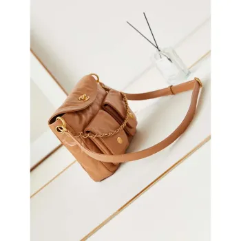 Chanel AS4743 Hobo Handbag Shiny Calfskin & Gold Tone Metal Camel