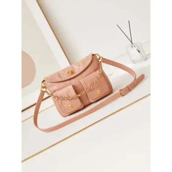 Chanel AS4743 Hobo Handbag Shiny Calfskin & Gold Tone Metal Pink