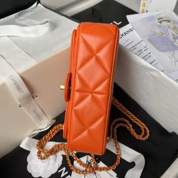 Chanel AS4861 Small Flap Bag Pearly Lambskin Imitation Pearls & Gold Tone Metal Orange