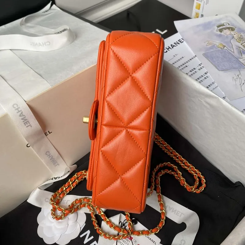 Chanel AS4861 Small Flap Bag Pearly Lambskin Imitation Pearls & Gold Tone Metal Orange