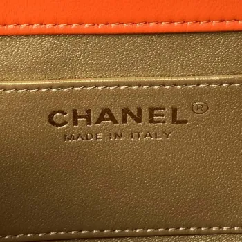 Chanel AS4861 Small Flap Bag Pearly Lambskin Imitation Pearls & Gold Tone Metal Orange
