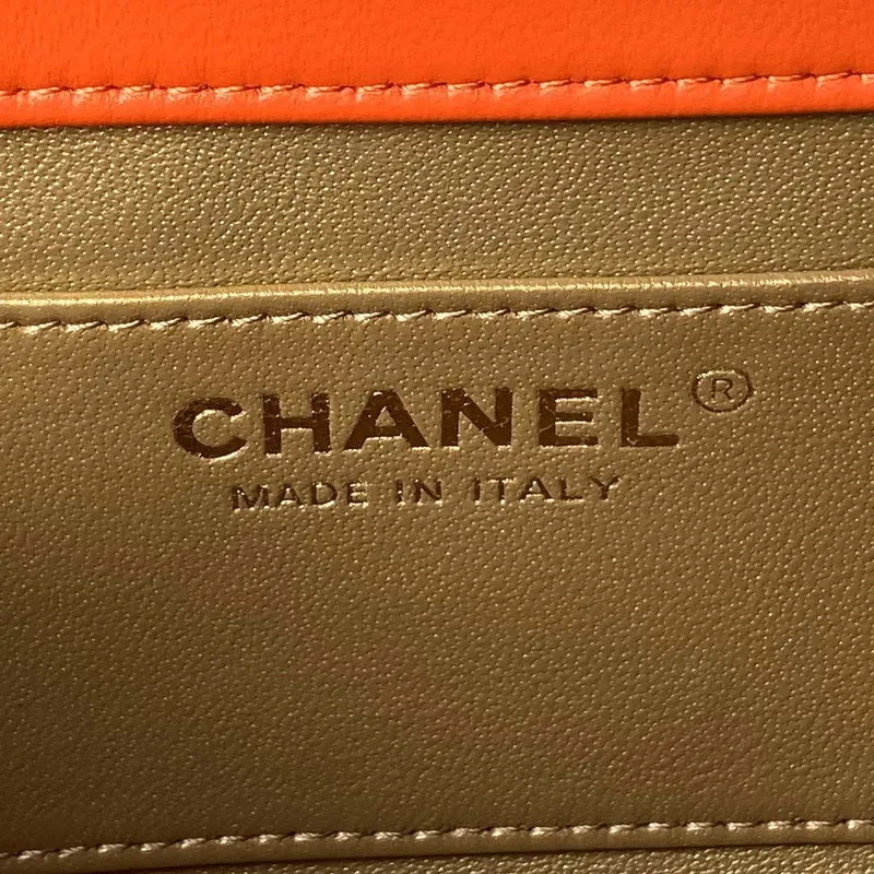 Chanel AS4861 Small Flap Bag Pearly Lambskin Imitation Pearls & Gold Tone Metal Orange