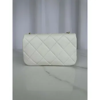 Chanel AS4861 Small Flap Bag Pearly Lambskin Imitation Pearls & Gold Tone Metal White