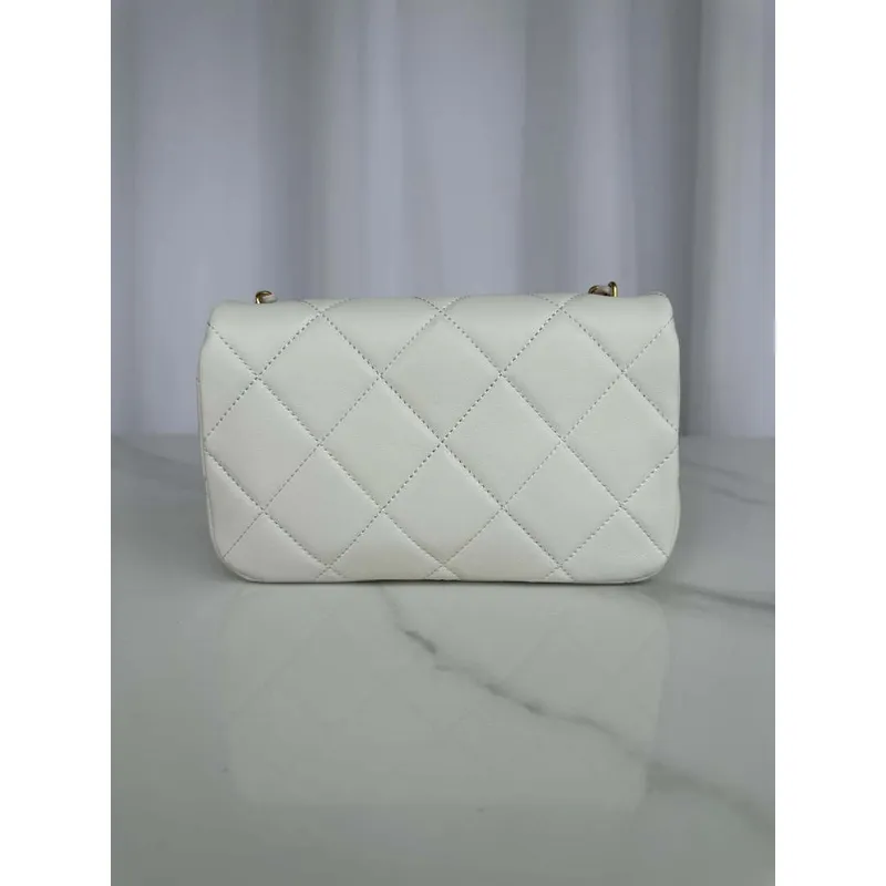 Chanel AS4861 Small Flap Bag Pearly Lambskin Imitation Pearls & Gold Tone Metal White