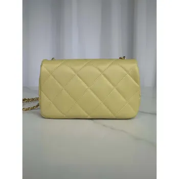 Chanel AS4861 Small Flap Bag Pearly Lambskin Imitation Pearls & Gold Tone Metal Yellow
