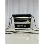 Chanel 22 Mini Handbag AS3980 Shiny Calfskin & Gold Tone Metal Black & White