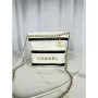 Chanel 22 Mini Handbag AS3980 Shiny Calfskin & Gold Tone Metal White & Black